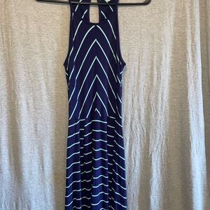 Navy and Aqua Striped Dress